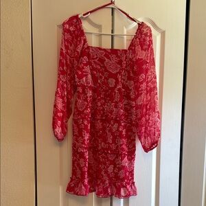 Floral Red Women's Dress